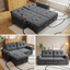 LLappuil 80" Pull Out Sofa Bed Queen Size, Loveseat Sofa Convertible Sofa Bed, Chenille Sofa Couch for Living Room Gray