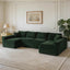 LLappuil 130" Sectional Sofa, U Shaped Modular Sectioanl Couch with Chaise, Boneless Corduroy Cloud Sofa Couch for Living Room, No Assembly Compression Sofa Green