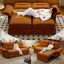 LLappuil Pull Out Sofa Bed Queen Size, Loveseat Sofa Convertible Sleeper Sofa Bed, Velvet Sofa Couch with Adjustbale Armrest, USB Charging Port for Living Room Orange