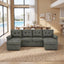 LLappuil 112" Sectional Sofa, Mid-Century U Shaped Sectional Couch with Pull Out Sofa Bed, Convertible Sofa Bed with Storage Chaise for Living Room, Foil Fabric Brown
