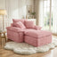 LLappuil 50" Accent Chair with Ottoman, Oversized Living Room Chair, Corduroy Deep Seat Reading Single Sofa Chair, No Need Assemble