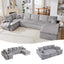 LLappuil 144" Sectional Sofa, Oversized Modular Sectional Couch with Chaise, Magazine Pockets, Removable Armrests, Cloud Boneless Corduroy Sofa Convertible Sofa Bed for Living Room
