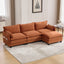 LLappuil Sectional Sofa, 4 Seat Corduroy Cloud Sofa Couch with Reversible Ottoman for Living Room Orange