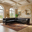 LLappuil Sectional Sofa, 103" x 103" Chesterfield Sofa with Nailhead, 7 Seat Faux Leather Tufted Couch for Living Room Black