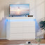LLappuil TV Stand with Drawers, 6 Drawer Dresser for Bedroom, Chest of Drawers with LED Light White