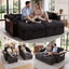 LLappuil 66" Sofa Bed Full Size, Loveseat Sofa Convertible Sofa Bed, Chenille Sofa Couch with USB Charging Port, Foldable Side Tray, Cup Holder, Hidden Storage Armrest