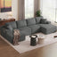 LLappuil 130" Sectional Sofa, U Shaped Modular Sectioanl Couch with Chaise, Boneless Corduroy Sofa Couch for Living Room, No Assembly Compression Sofa Gray