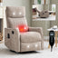LLappuil Recliner Chair, 360° Swivel Massage Recliner Chair with Heat, Nursery Glider Rocker Recliner Chair for Living Room, Bedroom, Chenille Khaki
