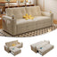 LLappuil 73" Pull Out Sofa Bed Queen Size, Loveseat Sofa Convertible Sleeper Sofa Bed, Corduroy Sofa Couch for Living Room Beige