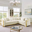 LLappuil Sectional Sofa, 106" Chesterfield Sofa with Curved Arm Button Tufted, Velvet Cloud Sofa Couch for Living Room Beige