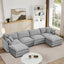 LLappuil Modular Sectional Sofa, Sectional Couch with 2 Movable Ottoman, Chenille 6 Seat Cloud Sofa Couch for Living Room Gray