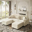 LLappuil Modular Sectional Sofa, 3 Seat Velvet Sofa with 2 Movable Ottomans for Living Room Beige