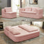LLappuil Sectional Sofa Bed, Futon Convertible Sofa Bed King Size, Plush Corduroy Loveseat Sofa Couch for Living Room Pink