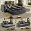 LLappuil 89" Velvet Chesterfield Sofa, Oversized Pull Out Sofa Bed King Size, Loveseat Sofa Couch Convertible Sofa Bed for Living Room Gray