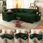 LLappuil 100" Sectional Sofa, Sectioanl Couch with Pull Out Sofa Bed, Corduroy Sofa Couch with Storage Chaise, Hidden Storage Armrest, Small Toptable, USB & Type-c Charging Port for Living Room Green