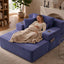 LLappuil Chaise Lounge Chair Indoor, Corduroy Boneless Sofa Bed with Cup Holder, Deep Seat Sleeper Couch Reading Chairs, Cloud Sofas Couches for Living Room, No Assembly Required Blue