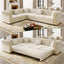 LLappuil 115" Sectional Sofa, Oversized Sectional Couch with Pull Out Sofa Bed King Size, Velvet Button Tufted Chesterfield Sofa Couch with Trim Rolled Arms for Living Room Beige