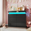 LLappuil TV Stand with Drawers, 6 Drawer Dresser for Bedroom, Chest of Drawers with LED Light Black