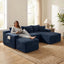 LLappuil Sectional Sofa, 94.5" U Shaped Modular Sectional Couch with Left Chaise, Cloud Courduroy Sofa Couch with Movable Ottoman for Living Room Blue