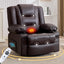 LLappuil Recliner Chair, 360° Swivel Massage Recliner Chair with Heat, Nursery Glider Rocker Recliner Chair with Cup Holders, USB Charge Port, Side Pockets for Living Room, Bedroom Brown
