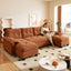 LLappuil Sectional Sofa, U Shaped Sectional Couch with Pull Out Sofa Bed, Chenille Convertible Sleeper Sofa Bed with Chaise, Removable Armrests, USB Ports Orange