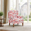 LLappuil Accent Chair, Mid-century Wingback Single Sofa Chair with Nailhead Trim Armrest, Flower Printed Polyester Fabric Reading Chair for Living Room