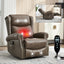 LLappuil Recliner Chair, 360° Swivel Massage Recliner Chair with Heat, Genuine Leather Nursery Glider Rocker Manual Recliner Chair with Side Pockets for Living Room, Bedroom Gray