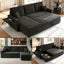 LLappuil Sectioanl Sofa, 84" Sectioanl Couch with Storage Chaise, Small Desktop, Cup Holders, Chaiging Port Convertible Sofa Bed, Corduroy Pull Out Sofa Bed for Living Room Black