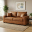 LLappuil 69" Loveseat Sofa, Upholstered Couch with 2 Throw Pillows for Living Room, Foil Fabric Brown