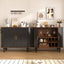 LLappuil 39" Wine Bar Cabinet, Coffee Bar Cabinet with 6 Wine Racks, 3 Glass Holders, 4 Hidden Storage Space