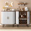 LLappuil 28" Wine Bar Cabinet, Coffee Bar Cabinet with 8-Grid Wine Rack, 5-Level Adjustable Shelves, 2 Glass Holders, 4 Hidden Storage Space