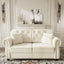 LLappuil Loveseat Sofa, Velvet Chesterfield Sofa for Living Room Beige