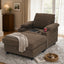 LLappuil Accent Chair with Storage Ottoman, Convertible Sofa Bed, Single Sofa Reading Chair with Reclining Backrest, Cup Holders, USB & Type-C Charging Port for Living Room Brown