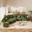 LLappuil Modular Sectional Sofa, Oversiezed Curved Sectional Couch with Storage & Hexagon Seat, Corduroy Sectional Sofa with Adjustable Arms & Backs for Living Room Green