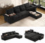 LLappuil 108" Sectional Sofa, Oversized Sectional Couch with Pull Out Sofa Bed, Chenille Sofa Couch Convertible Sofa Bed with Recliner Chair, Small Tabletop, Storage Chaise for Living Room