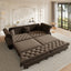 LLappuil 98" Pull Out Sofa Bed King Size, Oversized Chesterfield Velvet Sofa with Flower Tufting, Loveseat Sofa Couch Convertible Sofa Bed for Living Room Brown