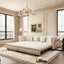 LLappuil Pull Out Sofa Bed King Size, 89" Chesterfield Sofa Convertible Sleeper Sofa Bed, Velvet 3-Seater Sofa with Movable Ottoman for Living Room Beige