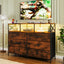 TV Stand for 60" Modern Entertainment Center with LED, Power Outlet, 6 Storage Drawers, TV Console for Living Room, Brown