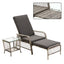 Chaise Lounge Chair, Patio Outdoor Chair with Glass Table, Pull Out Lounge Chair with Soft Cushions,Grey（2 packs)