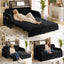 LLappuil Full Size Pull Out Sofa Bed, Compact Loveseat Sofa Covertible Sofa Bed with USB Port, Side Pocket , Chenille Sofa Couch for Living Room Black