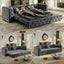 LLappuil Pull Out Sofa Bed King Size, 89" Chesterfield Sofa Couch Convertible Sofa Bed, Velvet Loveseat Sofa with Tufted Design for Living Room Gray