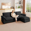 LLappuil Sectional Sofa, Cloud Sectional Couch with Movable Ottoman, 4 Seat Chenille Sofa Couch for Living Room Black