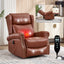 LLappuil Recliner Chair, 360° Swivel Massage Recliner Chair with Heat, Genuine Leather Nursery Glider Rocker Manual Recliner Chair with Side Pockets for Living Room, Bedroom Dark Brown