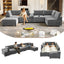 LLappuil 121" Sectional Sofa, Modular Sectional Couch Convertible Sofa Bed, Chenille Cloud Sofa Couch with Hidden Storage & USB Ports & Cup Holders & Bluetooth Speaker for Living Room Gray