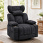 LLappuil Chenille Recliner Chair, 360° Swivel Reclining Chair with Detachable Adjustable Neck Pillow, Manual Nursery Glider Rocker Recliner Chair for Living Room Blue
