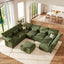 LLappuil Modular Sectional Sofa, Sectional Couch with Storage Seat, Oversized Corduroy Sofa Couch with Adjustable Arms Backs for Living Room Green