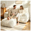 LLappuil Loveseat Sofa, 2 Seater Lazy Sofa Couch with Ottoman, Corduroy Bean Bag Chair for Living Room, Bedroom, Home Office Beige