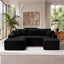 LLappuil Sectional Sofa, 106" U Shaped Modular Sectional Couch with Left Chaise, Cloud Courduroy Sofa Couch with Movable Ottoman for Living Room Black