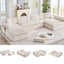 LLappuil Sectional Sofa, Oversized 138" Sectional Couch Convertible Sofa Bed, 6 Seat Corduroy Sofa Couch with Side Pocket for Living Room, No Assembly Beige