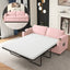 LLappuil 73" Loveseat Sofa, Pull Out Sofa Bed Full Size with 3" Mattress, Corduroy Sofa Couch with USB Ports, Cup Holders, Phone Holder Convertible Sofa Bed for Living Room Pink